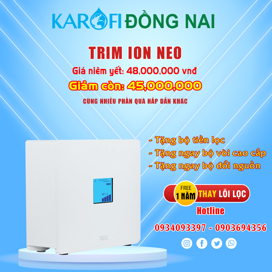Máy lọc nước ion kiềm Trim ion Neo – Karofi Đồng Nai